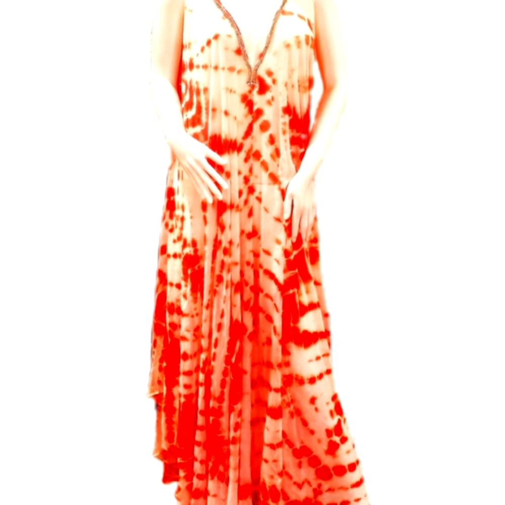 *LAST ONE* TIE DYE Orange & White Sheer Swimsuit Cover-up OS